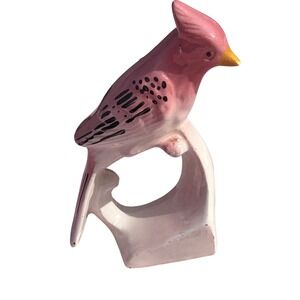 Vintage‎ Cardinal Bird Figurine Pink Ceramic Japan Decor Collectible